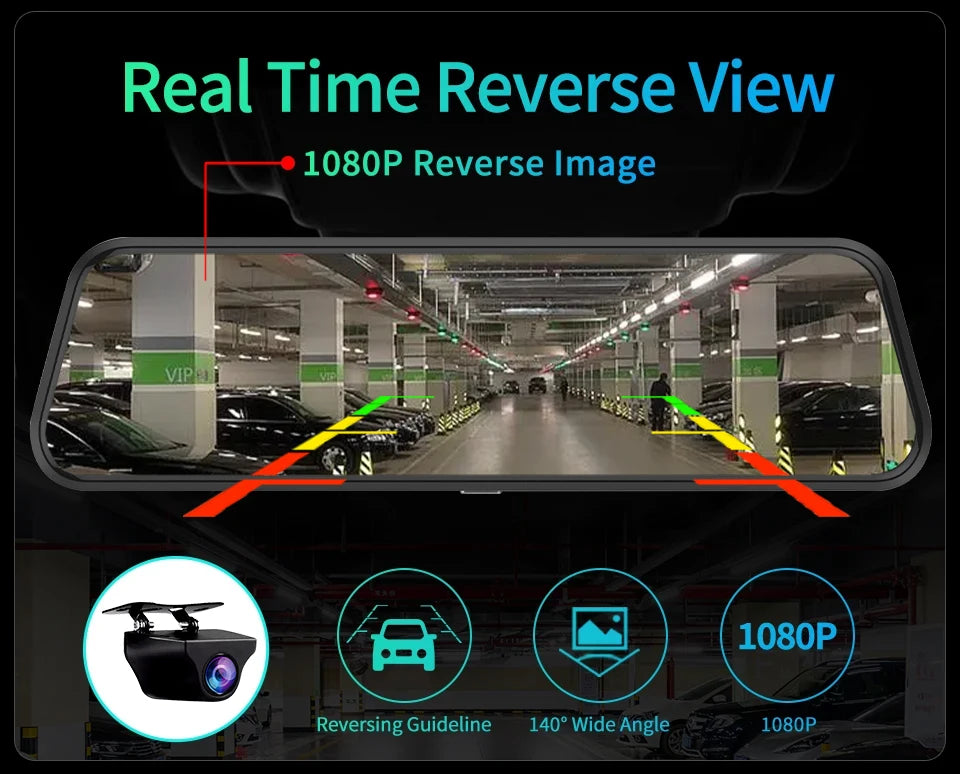 Car Haven™ 10” Smart Mirror – Dual 1080p Dash Cam + Reverse Assist